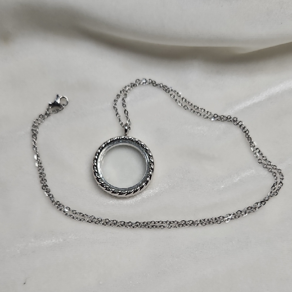 EFFY Brand New Silver Tone Locket Necklace Pendant Holds Crystals Stones More